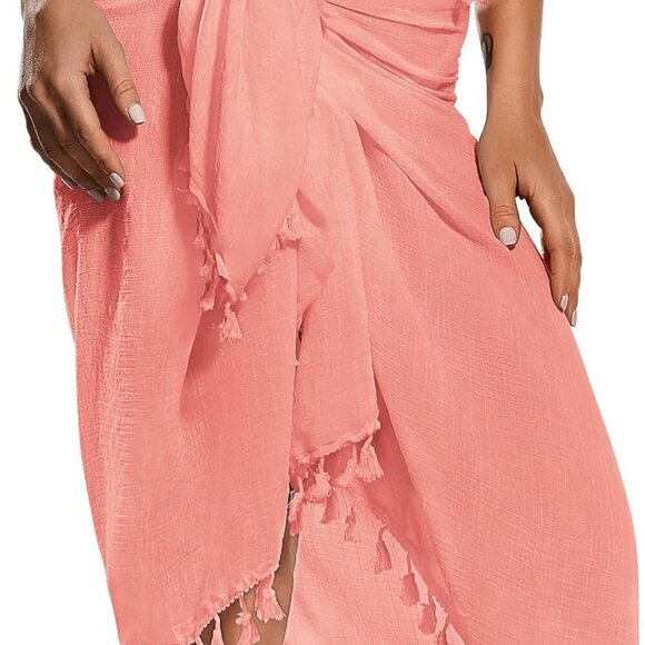 Jewelry - Beach Sarong Pareo Womens Semi-Sheer Swimwear Cover Ups Short Skirt with Tassels